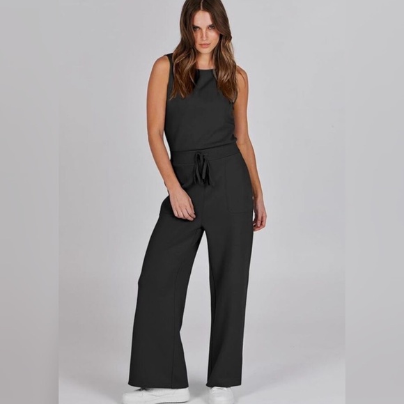 NEW ANRABESS Womens Jumpsuit Casual Summer Dressy Romper Sleeveless Wide Leg L - Picture 1 of 8